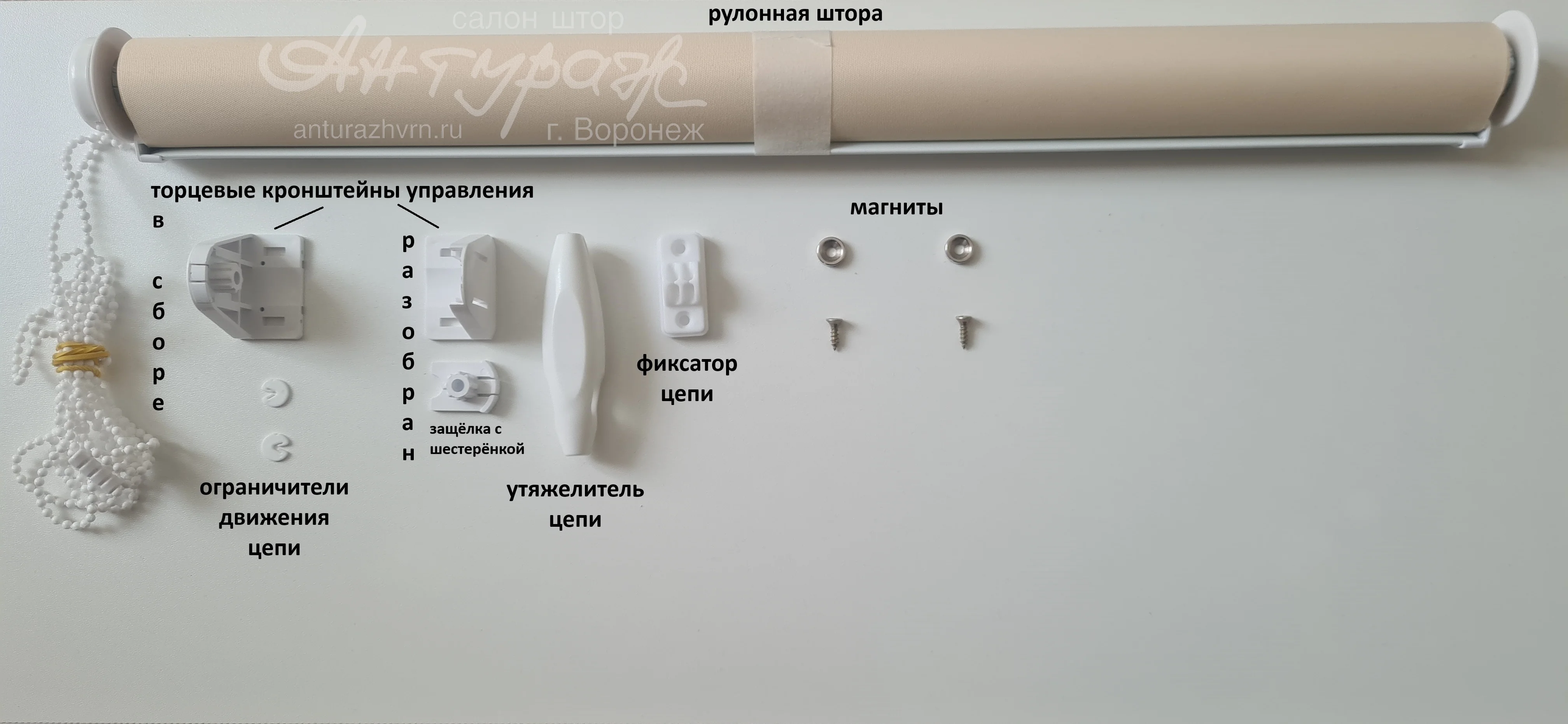 Комплект деталей для установки рулонной шторы