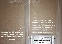 Какие остаются расстояния для лески, цепи двух соседних рулонных штор на глухом и открывающемся окне